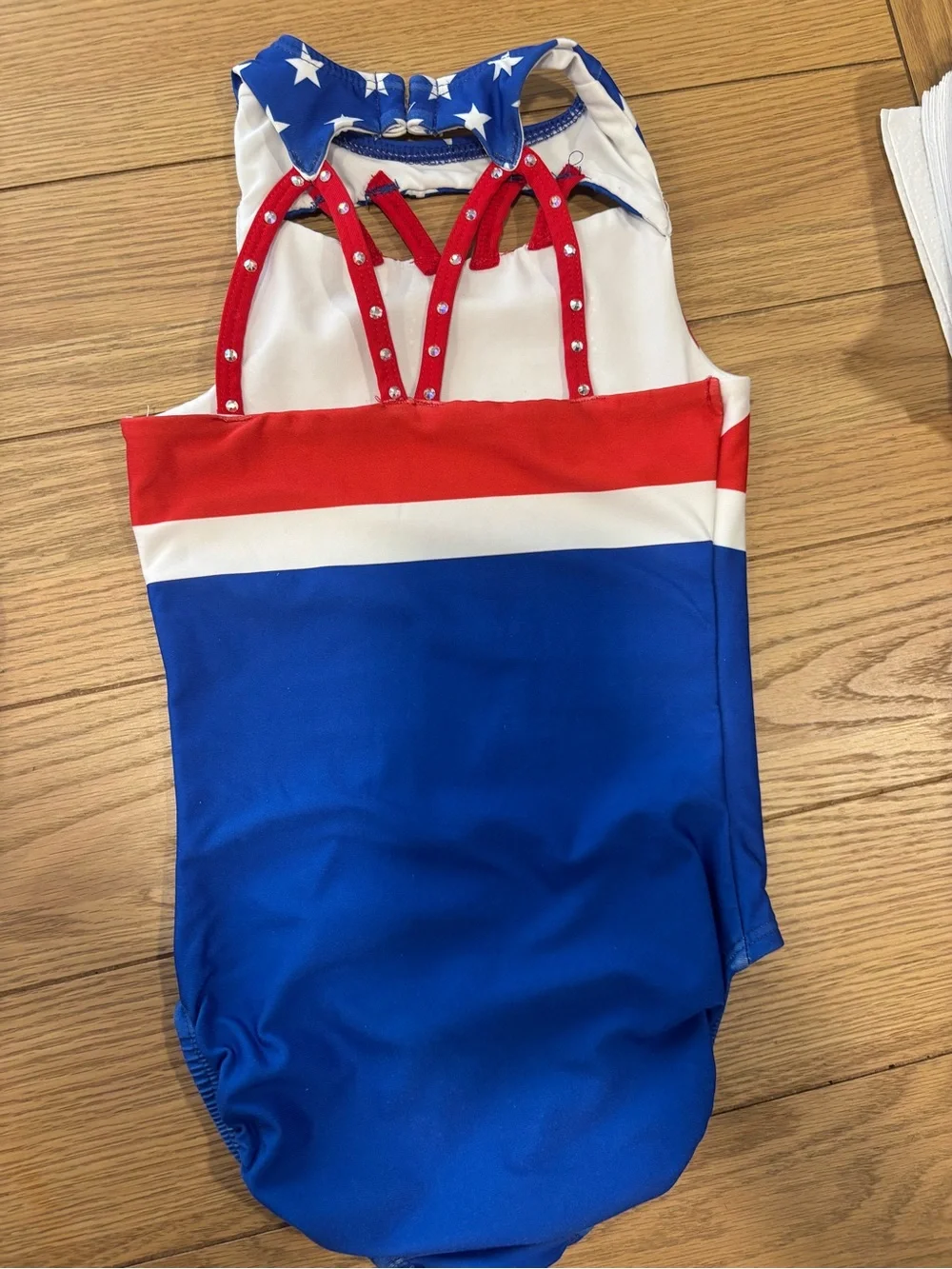 Patriotic Red White & Blue Gymnastics Leotard with Stars